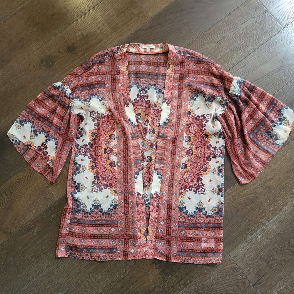 American Eagle Floral Sheer Kimono/Swim Cover Up Womens Size M *New Without Tags